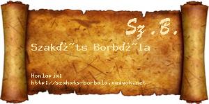 Szakáts Borbála névjegykártya